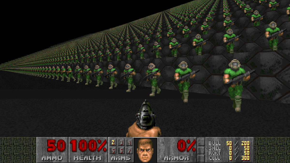 When a Doom mapper reaches the afterlife, they are faced with all the Voodoo Dolls they used in their maps...