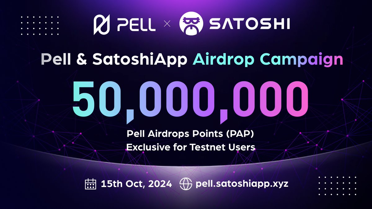 🚀 Exciting! Pell Network Testnet is Live Now! 🎉
🔥 And we're celebrating with the Pell Airdrop Points (PAP) campaign in collab with <a href="/SatoshiAppXYZ/">Satoshi App</a>!

💰 Join the airdrop: pell.satoshiapp.xyz
 🥇 Be an early adopter
 🎁 Earn rewards &amp; future benefits

🧪 Tutorial: