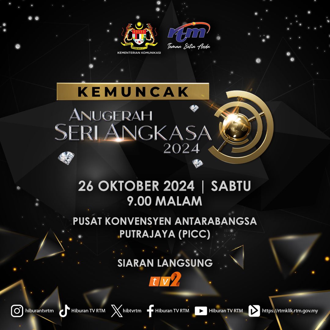 ‘Kilauan Prestij, Citra Kegemilangan’

Saksikan Kemuncak Anugerah Seri Angkasa 2024
🗓️ 26 Oktober 2024 (Sabtu)
🕣 9.00 malam (TV2)

“Malaysia MADANI : Jiwa Merdeka”

'Yang sahih di Berita RTM'
#RTM #BeritaRTM #MalaysiaMadani #TaatSetia