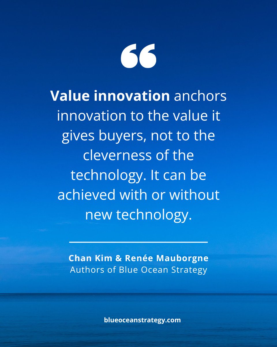 BlueOceanStrtgy's tweet photo. While new technology can be a great enabler, it does not open up new markets on its own. It must create value for the customer to be successful. 

#blueoceanstrategy #blueocean #strategy #valueinnovation https://t.co/EBHeYDaiVh