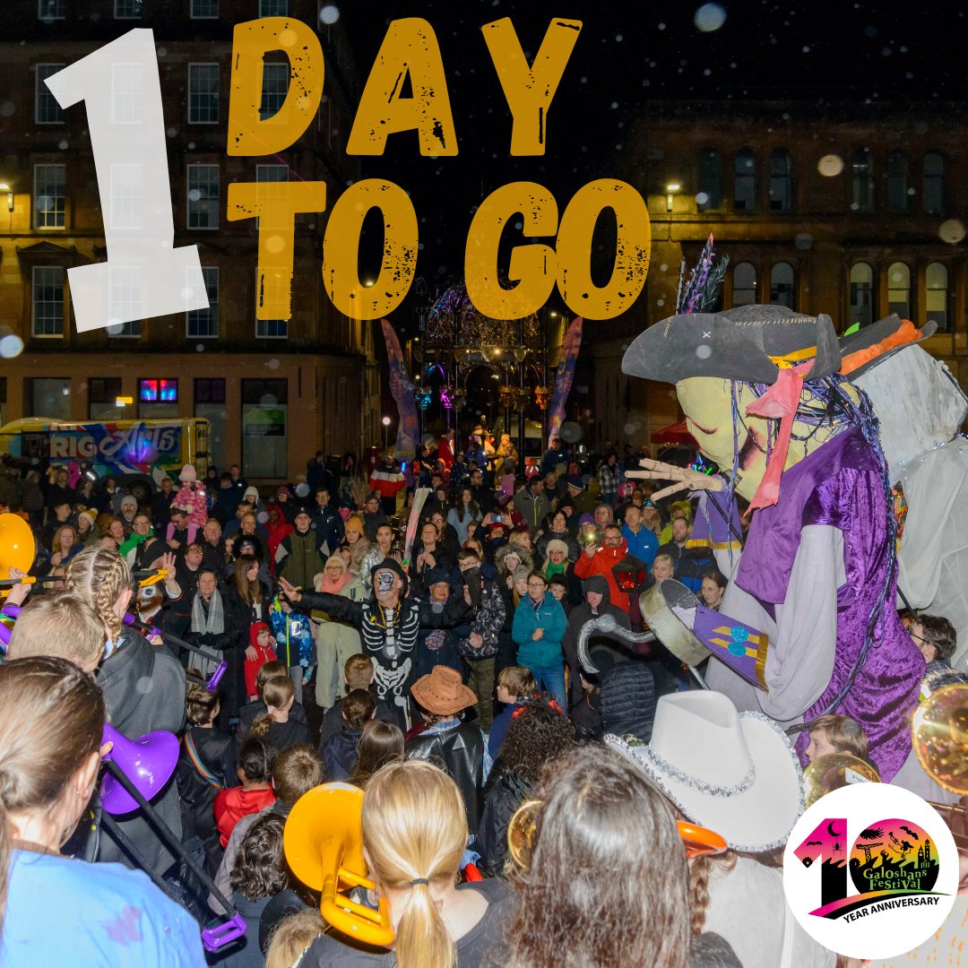 1 DAY TO GO until we officially kick off this year’s Galoshans Festival!

Check out our programme full of activities coming up!

bit.ly/3Zq5dGE

@RIGArtsGreenock

<a href="/FERAL_Arts/">Feral</a>