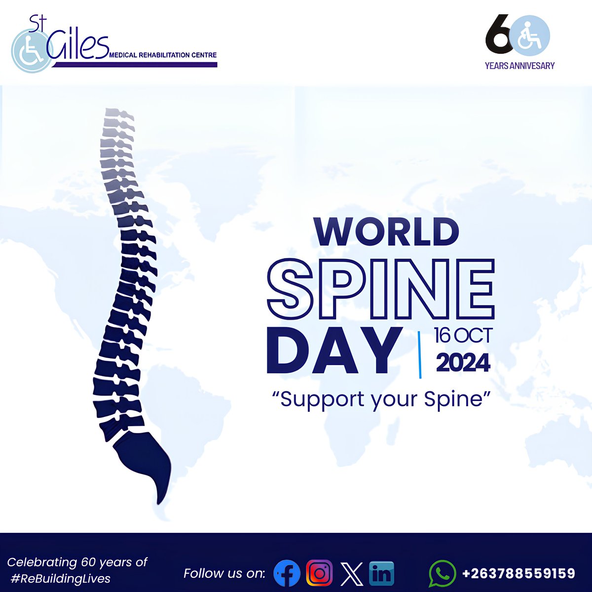 StGilesRehab's tweet photo. Happy World Spine Day!
A reminder to take a moment and Support your Spine.
Tips to keep our spine healthy
1.Maintain a proper posture
2. Follow a healthy diet
3. Stay hydrated
4. Exercise regularly to strengthen the back and muscles
5. Maintain a  healthy weight

#WorldSpineDay https://t.co/EkG6jPXYfm