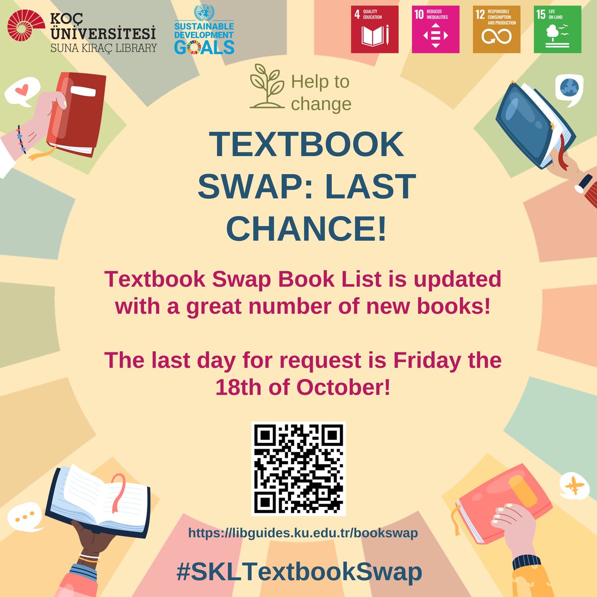 Suna Kirac Library (@sunakiraclib) on Twitter photo SKL Textbook Swap: Check for new Books Added to the List!
Textbook Swap Book list is updated with a great number of new books! Do not forget to check the list for the last 3 days of requests. The last day for requests is Friday, October 18th.
For the updated book list and SKL Textbook Swap: Check for new Books Added to the List!
Textbook Swap Book list is updated with a great number of new books! Do not forget to check the list for the last 3 days of requests. The last day for requests is Friday, October 18th.
For the updated book list and