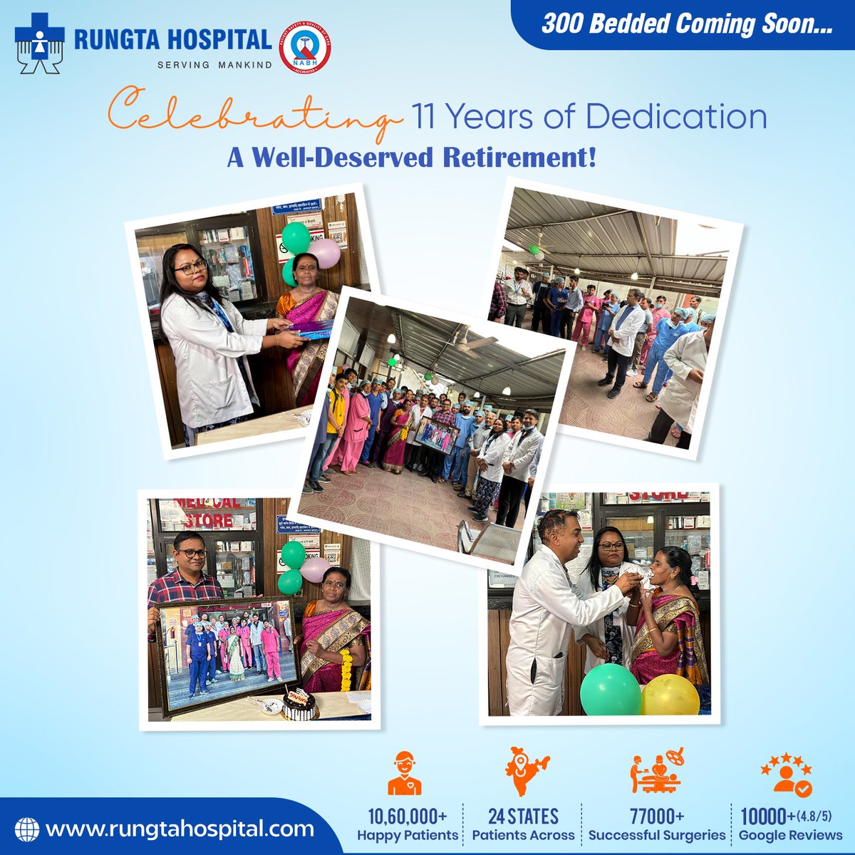 Rungta_Hospital's tweet photo. Honoring 11 incredible years of dedication and hard work. Wishing you a fulfilling and joyful retirement ahead!
#medicalretirement #yearsofdedication #celebrationtime #happyretirement #11yearsofservice #rungta #rungtafirst #rungtahospital #besthospitalinjaipur https://t.co/5xgpTi0ZPf