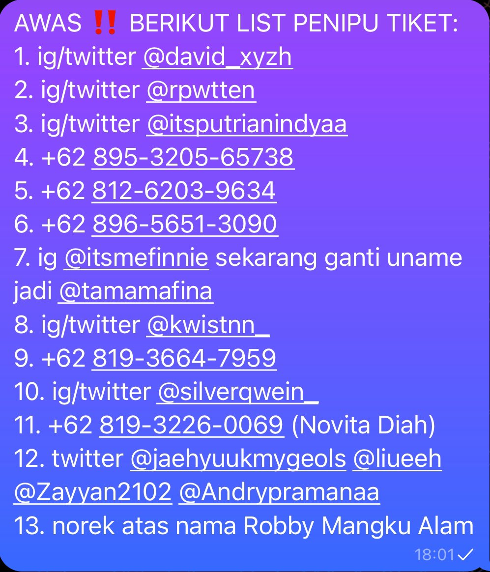 nueng_diao's tweet photo. WTS WTB nadin amizah malam mendengar.
update list penipu tiket ‼️ https://t.co/aPutqliELg