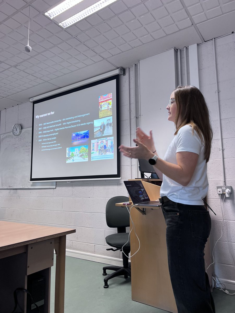 CiaraRuth_'s tweet photo. So much fun bringing in my great friend Katey from TikTok for an amazing guest lecture on social media strategy! Huge thanks to her for sharing such fresh &amp; current insights with my 2nd-year Digital Marketing class 💡📱 @WeAreTUDublin #TikTok https://t.co/89FcQy7NVl