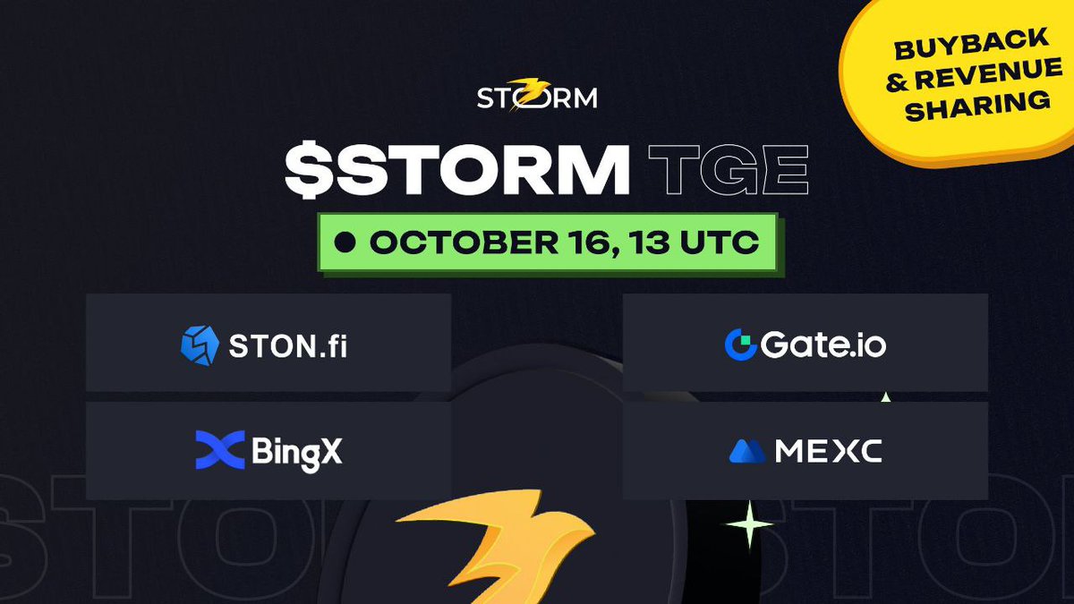 Austin.eth (@austin_eth3) on Twitter photo ⚡BRACE YOURSELF FOR $STORM
The countdown is over! The highly anticipated $STORM Token from <a href="/storm_trade_ton/">Storm Trade ⚡️</a> launches October 16th at 13:00 UTC!
💥Unlock exclusive perks:
- Revenue Sharing
- Buybacks
This is the crypto launch you've been waiting for—don't miss out!
#STORM ⚡BRACE YOURSELF FOR $STORM
The countdown is over! The highly anticipated $STORM Token from <a href="/storm_trade_ton/">Storm Trade ⚡️</a> launches October 16th at 13:00 UTC!
💥Unlock exclusive perks:
- Revenue Sharing
- Buybacks
This is the crypto launch you've been waiting for—don't miss out!
#STORM