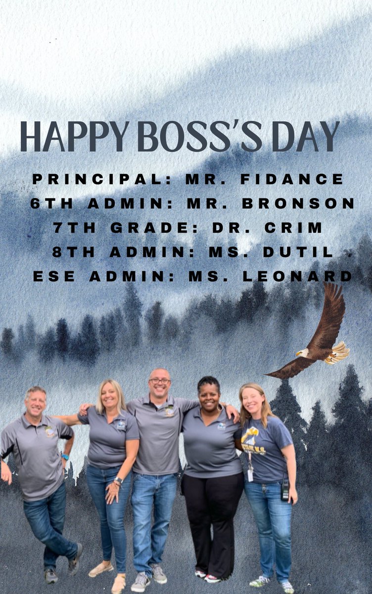Heritage Middle School- Deltona (@hmseaglesfl) on Twitter photo Happy Bossās Day to our leadership team @NickFidance <a href="/bronson_adrian/">Adrian Bronson</a> @Nicole_L79373277 <a href="/DenielleDutil/">Denielle Dutil</a> <a href="/crim_steph73047/">Stephanie Crim</a> Happy Bossās Day to our leadership team @NickFidance <a href="/bronson_adrian/">Adrian Bronson</a> @Nicole_L79373277 <a href="/DenielleDutil/">Denielle Dutil</a> <a href="/crim_steph73047/">Stephanie Crim</a>