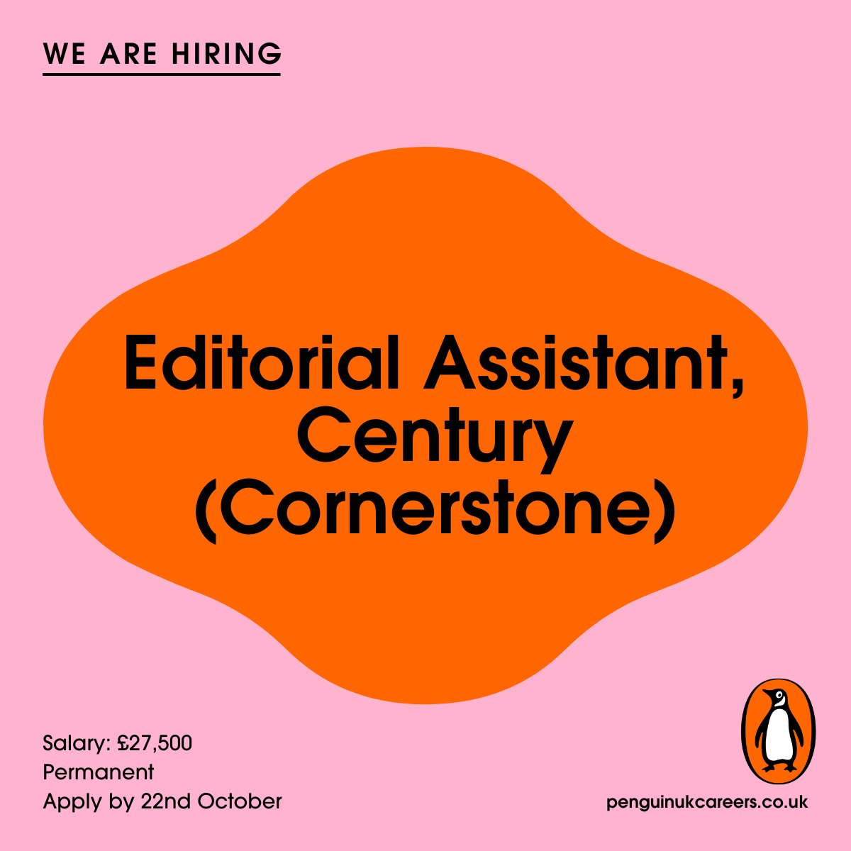 We are looking for a proactive, efficient, and creative Editorial Assistant to work with Century fiction’s Publishing Director and Senior Commissioning Editor across a range of bestselling commercial authors. If this sounds like you apply here: bit.ly/3U4CMdN