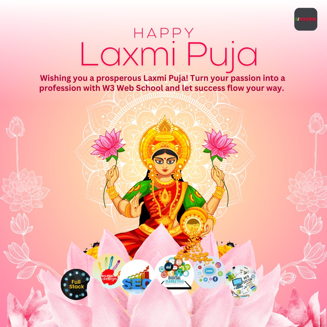 W3webschoolO's tweet image. 🌸✨ Wishing you a blessed Laxmi Puja filled with prosperity, joy, and success! ✨🌸

May Goddess Laxmi shower you with wealth, wisdom, and happiness. Happy Laxmi Puja to all from W3 Web School! 🙏💫

#LaxmiPuja #W3WebSchool #FestiveWishes
