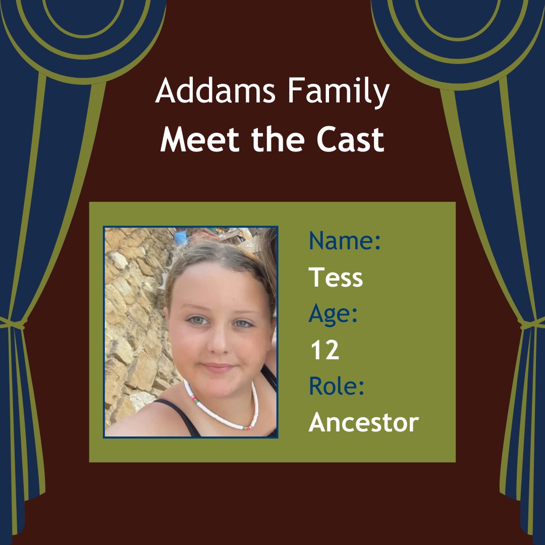"I'm super excited to be in this show and can't wait for my Granny to come and see it. My favourite jelly baby is the red one, and my secret talent is... I can make my eyeballs tremble!!" 
theregent.co.uk/event/91920
#MeetTheCast #TheAddamsFamily #PriestlandsSchool #GetYourTickets