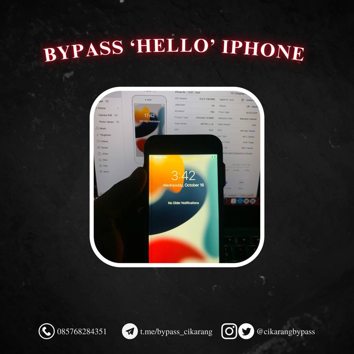 cikarangbypass's tweet photo. SUCCESSFULLY REPORTS ☕️

✅ iPad 10th MDM iOS 17.7
✅ iPad Pro 9.7 Inch WiFi iOS 16.7.10
✅ iPhone 6s hello screen iOS 15.8.3

Need register SN &amp; remotely services? WhatsApp: 085768284351 https://t.co/aMJ4MYW9GS