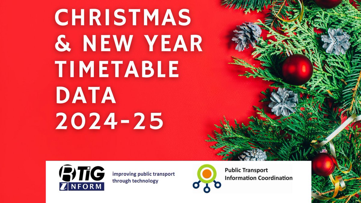 The Bus services around the Christmas and New Year period will often operate differently to normal weeks. 

This advice deals with how to prepare data for Christmas and New Year 2024-25 holiday period. 

rtig.org.uk/system/files/d…