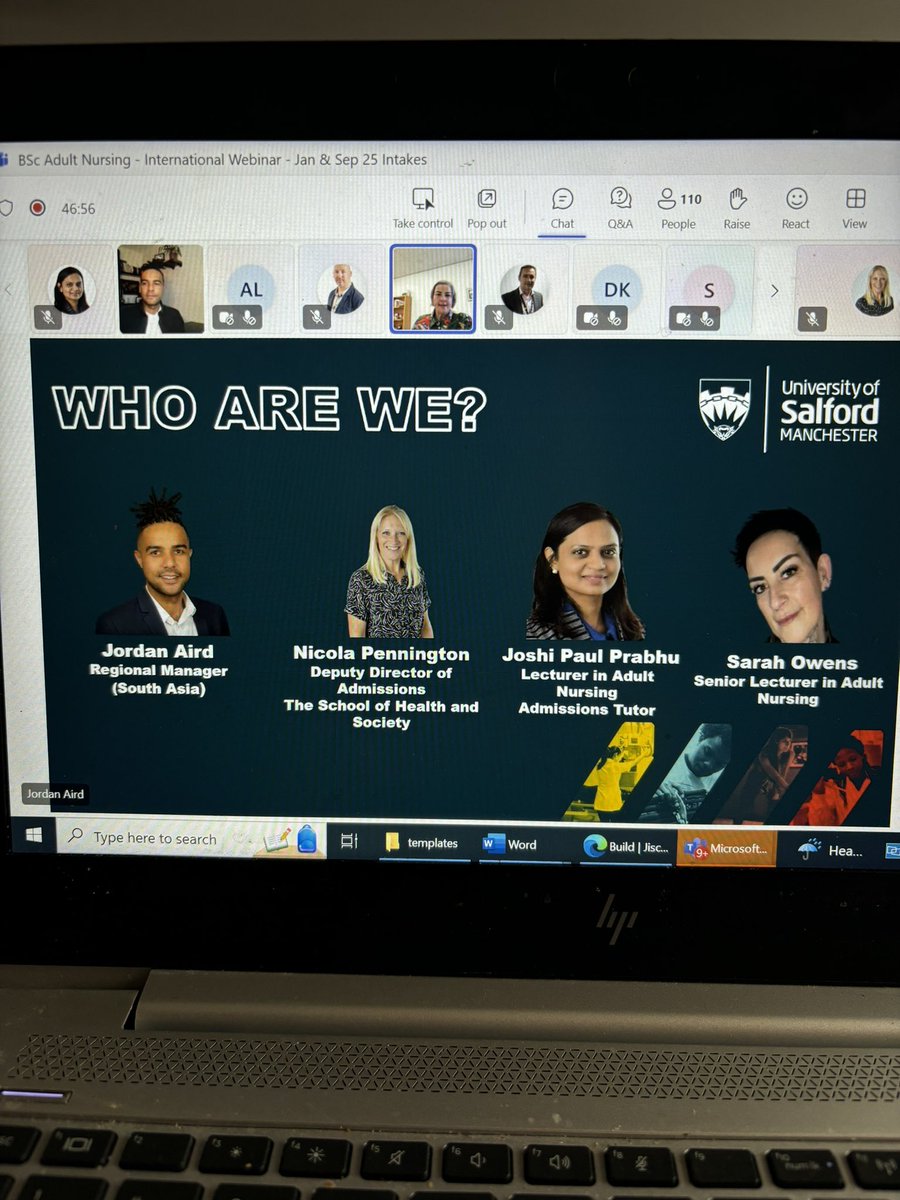 Our first international recruitment event with our BSc Adult Nursing applicants from India. A great collaborative approach with the <a href="/UoS_HealthSoc/">UoS Health & Society</a> and our international teams  <a href="/sazzlepants76/">Sarah Owens</a> <a href="/karen_heggs/">Karen Heggs</a> <a href="/MargaretRoweUoS/">Professor Margaret Rowe University of Salford Dean</a>