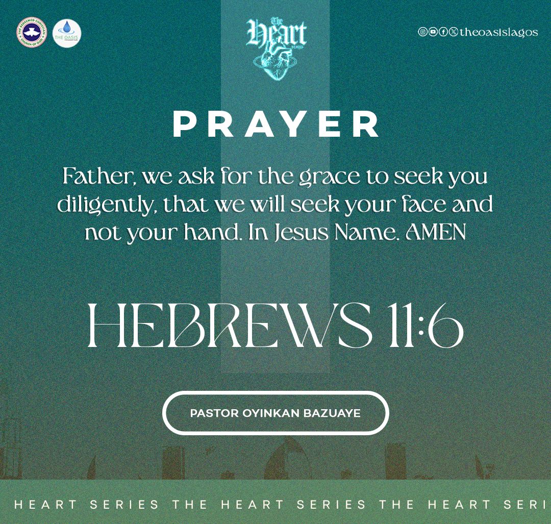 theoasislagos's tweet image. May we seek His face and not His hand! 🙏🏾

As we journey through this heart-transforming season, may our desire continually be for the Lord above all else. In Jesus Name. Amen!

Set your affections on the things above! 🙏🏾

#TheOasisLagos #TheHeart #Prayer