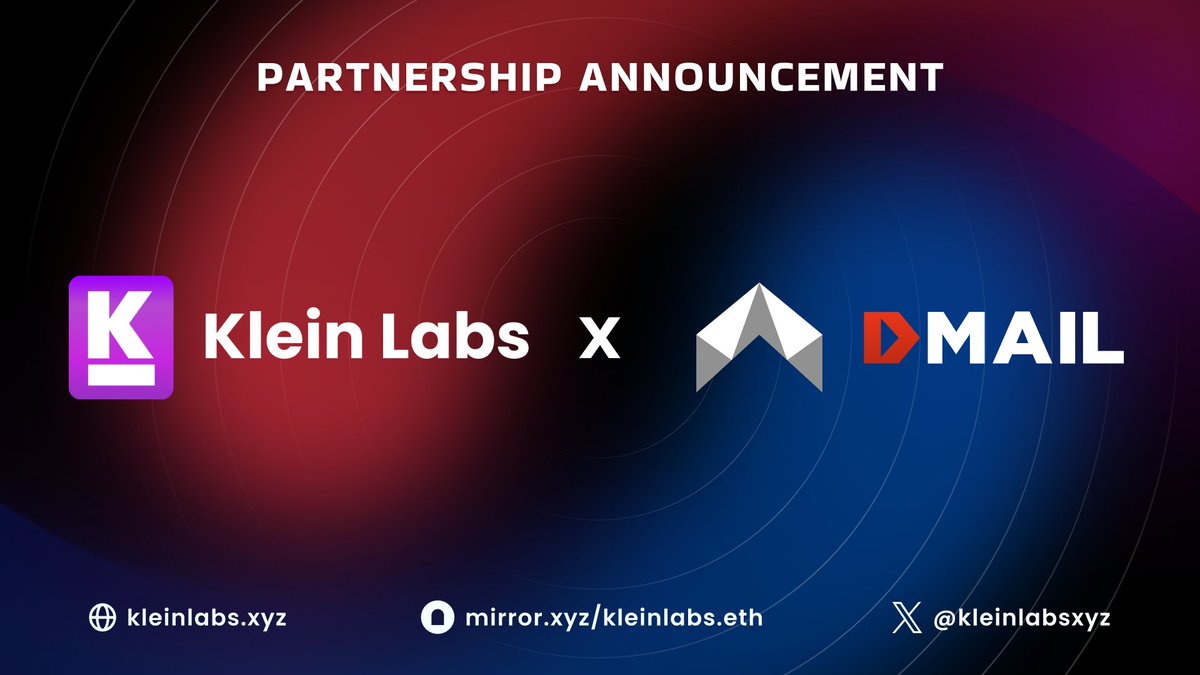 kleinlabsxyz's tweet photo. #KleinLabs x #Dmail
We are thrilled to announce our strategic collaboration with @Dmailofficial! ๐ค
Dmail Network is an AI-powered decentralized platform offering encrypted emails, notifications, and cross-chain marketing. โ๏ธ
Through this collaboration, we will strengthen Dmail's brand presence and user growth in the South Korean market. ๐ฐ๐ท
Join KleinLabs Korean Channel now! ๐ https://t.co/W8Bimokzzd
#KleinLabs x #Dmail
KleinLabs๊ฐ @Dmailofficial ๊ณผ ํํธ๋์ญ์ ๋งบ๊ฒ ๋์์ต๋๋ค! ๐ค
Dmail Network๋ AI ๊ธฐ์ ์ ๊ธฐ๋ฐ์ผ๋ก ํ ๋ถ์ฐํ ํ๋ซํผ์ผ๋ก, ๋ธ๋ก์ฒด์ธ ๊ธฐ๋ฐ์ ๋ฉ์ธ์ง์ ์์ฐ๊ด๋ฆฌ, ๋ฐ์ดํฐ ์ ์ฅ, ๊ตฌ๋
๋ฐ ์๋ฆผ, ํฌ๋ก์ค์ฒด์ธ ๋ง์ผํ
์๋น์ค๋ฅผ ์ ๊ณตํฉ๋๋ค. โ๏ธ
์ด๋ฒ ํํธ๋์ญ์ ํตํด Dmail์ด ํ๊ตญ ์์ฅ์์ ๋ธ๋๋ ์ธ์ง๋๋ฅผ ์๊ณ , ์ฌ์ฉ์ ๊ธฐ๋ฐ์ ๋น ๋ฅด๊ฒ ํ๋ํ ์ ์๋๋ก ์ ๊ทน ์ง์ํ ์์ ์
๋๋ค. ๐ฐ๐ท
์ง๊ธ ๋ฐ๋ก KleinLabs ํ๊ตญ ๊ณต์ ์ฑ๋์ ์ฐธ์ฌํ์ธ์!
๐ https://t.co/W8Bimokzzd
