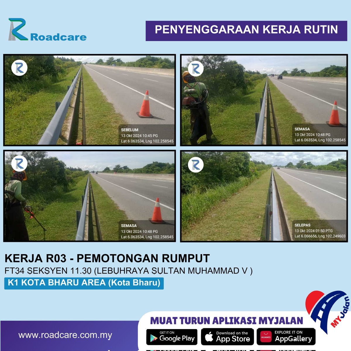 Penyenggaraan Rutin R03 #teamroadcare  dilaluan FT34 Lebuhraya Sultan Muhammad V jajahan Kota Bharu Kelantan
@JKRkotabharu
<a href="/JKRKelantan/">ᴊᴋʀ ɴᴇɢᴇʀɪ ᴋᴇʟᴀɴᴛᴀɴ</a>
<a href="/BhgJalan_Kelate/">Bhg Jalan JKR Kelantan</a> 
<a href="/JKRMalaysia/">JKR Malaysia</a>
<a href="/Roadcare_HQ/">ROADCARE (M) SDN BHD</a> 
<a href="/Roadcare_Kelntn/">ROADCARE WILAYAH KELANTAN</a>
<a href="/ZTTCSFJ/">ZTT CSFJ</a>