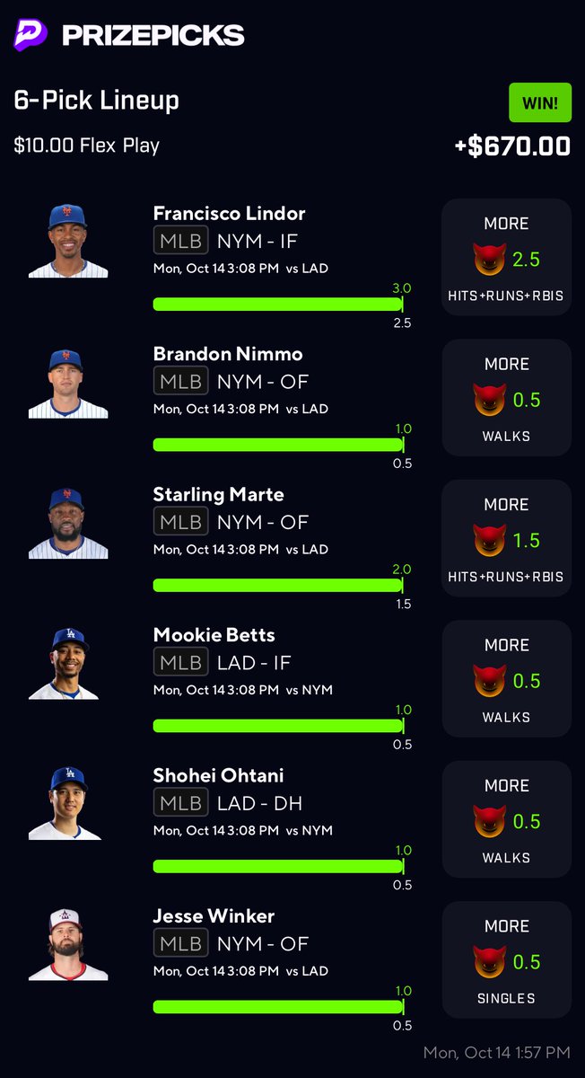 nihugly's tweet photo. Past 2 days we are getting close to be consistent. Gimme a lil engagement and i’ll drop my plays for today. #bettingsports #Prizepickmlb #PrizePick #sportsbettor #SportsBettingX #mlb #MLBPostseason https://t.co/MHEHodKlgf