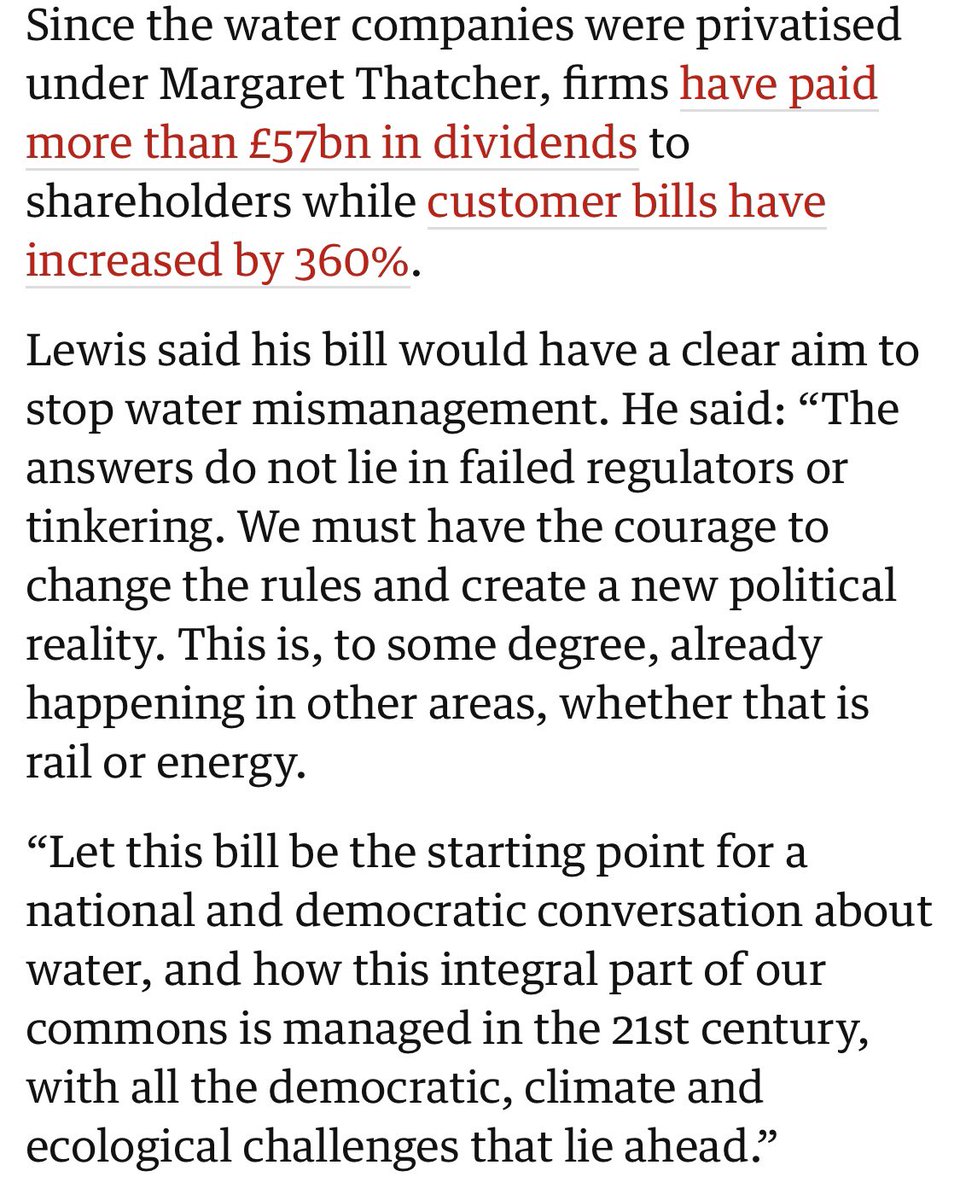 Today I’m introducing the Water Bill to parliament, to overhaul a clearly failing system. 

Water belongs to all of us. That’s why I’m proposing decisions about its future are taken away from shareholders and lobbyists, and put where it belongs - in the hands of the public.