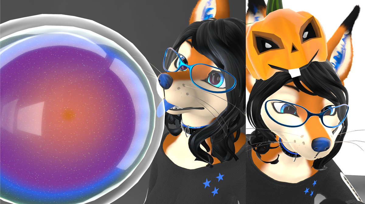 Shinayano1's tweet photo. Now that the little one is in kindergarden, I'm finally back at work. I got two new items in my gumroad! 💙

One is a pumpkin hat for some seasonal joy, the other one is an animated audiolink disco ball that you can attach to your avatar.

Take care, be well.

Love,
Shina https://t.co/ciOVZRXiB2