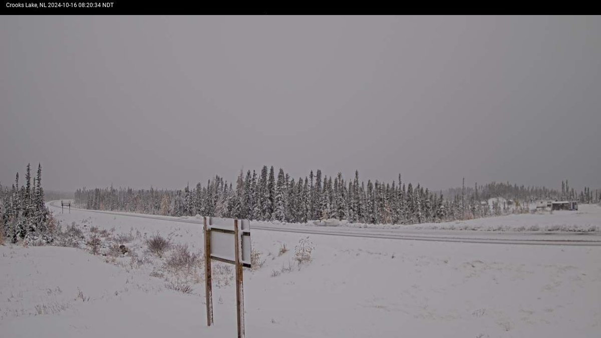 rcbstormpost's tweet photo. Sign of the seasons - winter road reports beginning to come back online. Snow covered/slushy sections Crook's Lake to Cartwright Junction.

Webcam also showing a little snow around #Wabush.

https://t.co/2o824HYh5Q #nlwx https://t.co/i1s6VA5xoQ