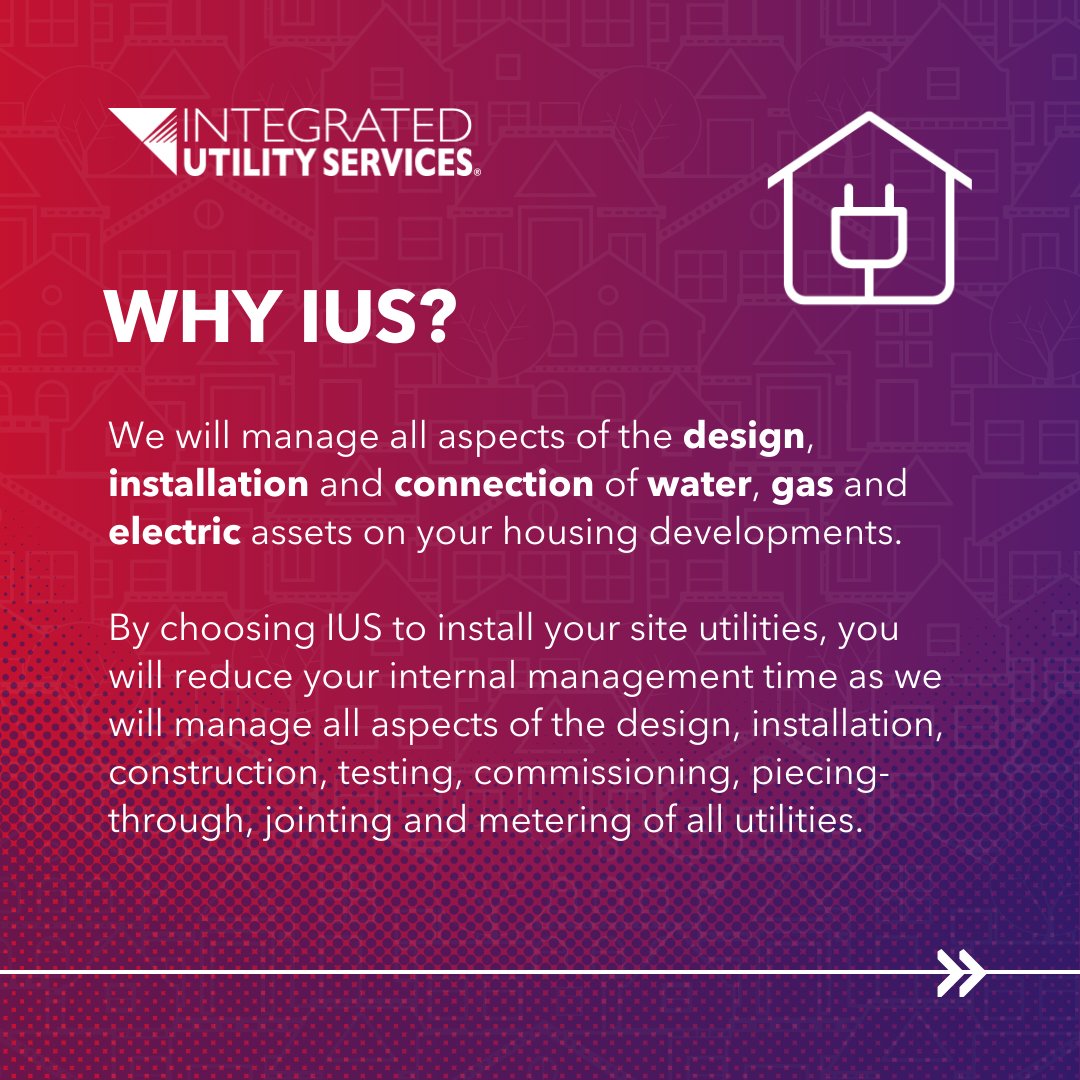 IntegratedUS's tweet image. @IntegratedUS (IUS) #MultiUtility provides #housingdevelopers with a ‘one stop shop’ for the installation and connection of their #electric, #water and #gas mains and services.

Find out more: ius.co.uk/multi-utility

#Utilties #AdoptableConnections #AdoptableNetworks