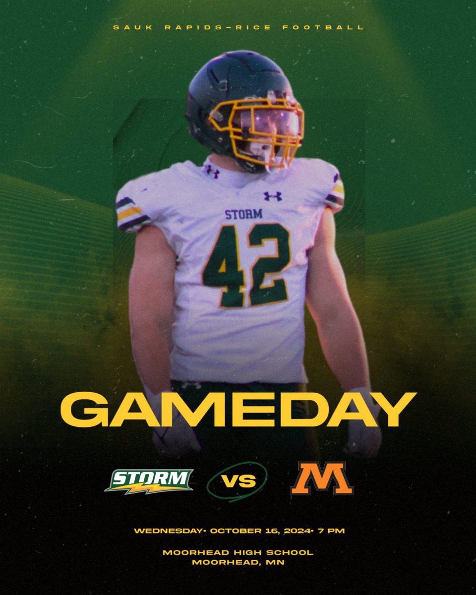 Get up, it's Gameday! Tonight the Storm hit the road for a Wednesday night matchup with the Spuds. 

🕖: 7:00 PM
📍: Moorhead High School
🎥: youtube.com/c/spudstv
📻: AM 1390/FM 93.9

#ToughKids #GoodH2O #SchoolBusFootball