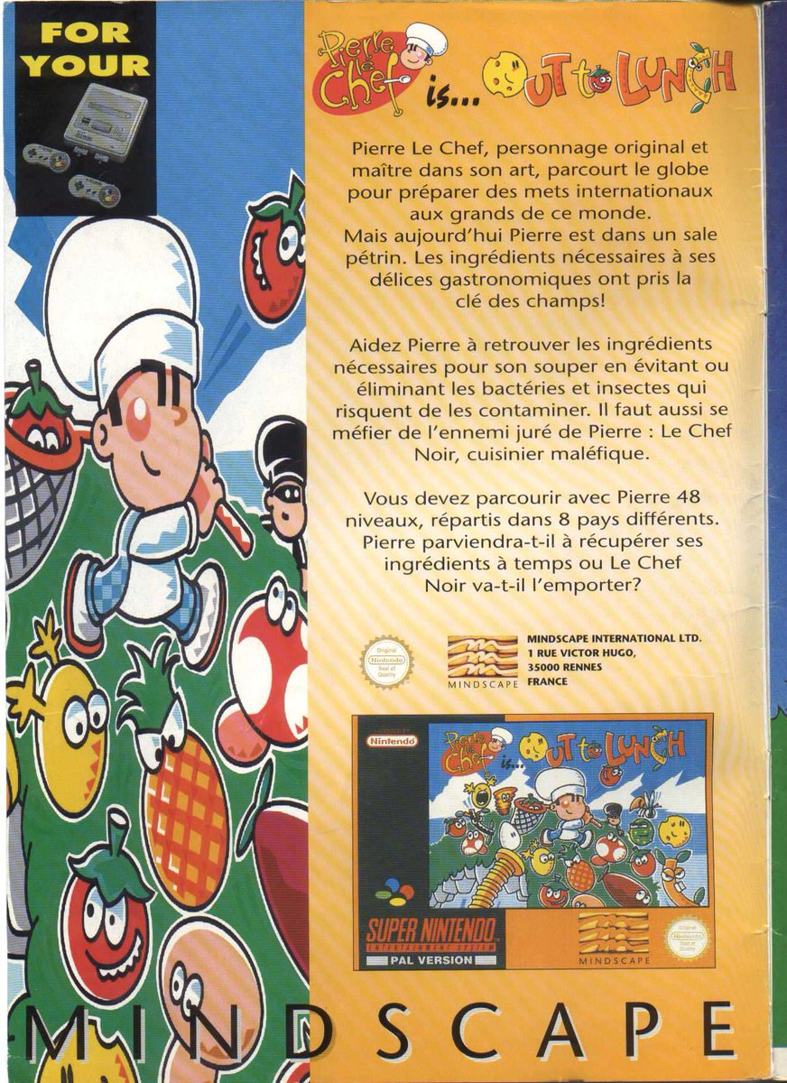 AllmightoFranky's tweet photo. La publicité du jour,bonjour!Des pubs vues dans un #NintendoPlayer!! De la #SuperNintendo avec #PierreLeChef is #OutOfLunch,#AlfredChicken(aussi sur GB et NES),l'excellent #Flashback dans sa moins bonne version, et du jeu #GameBoy de chez #GameTek!! #retro #retrogaming #80s #90s https://t.co/dHqfewN9ni