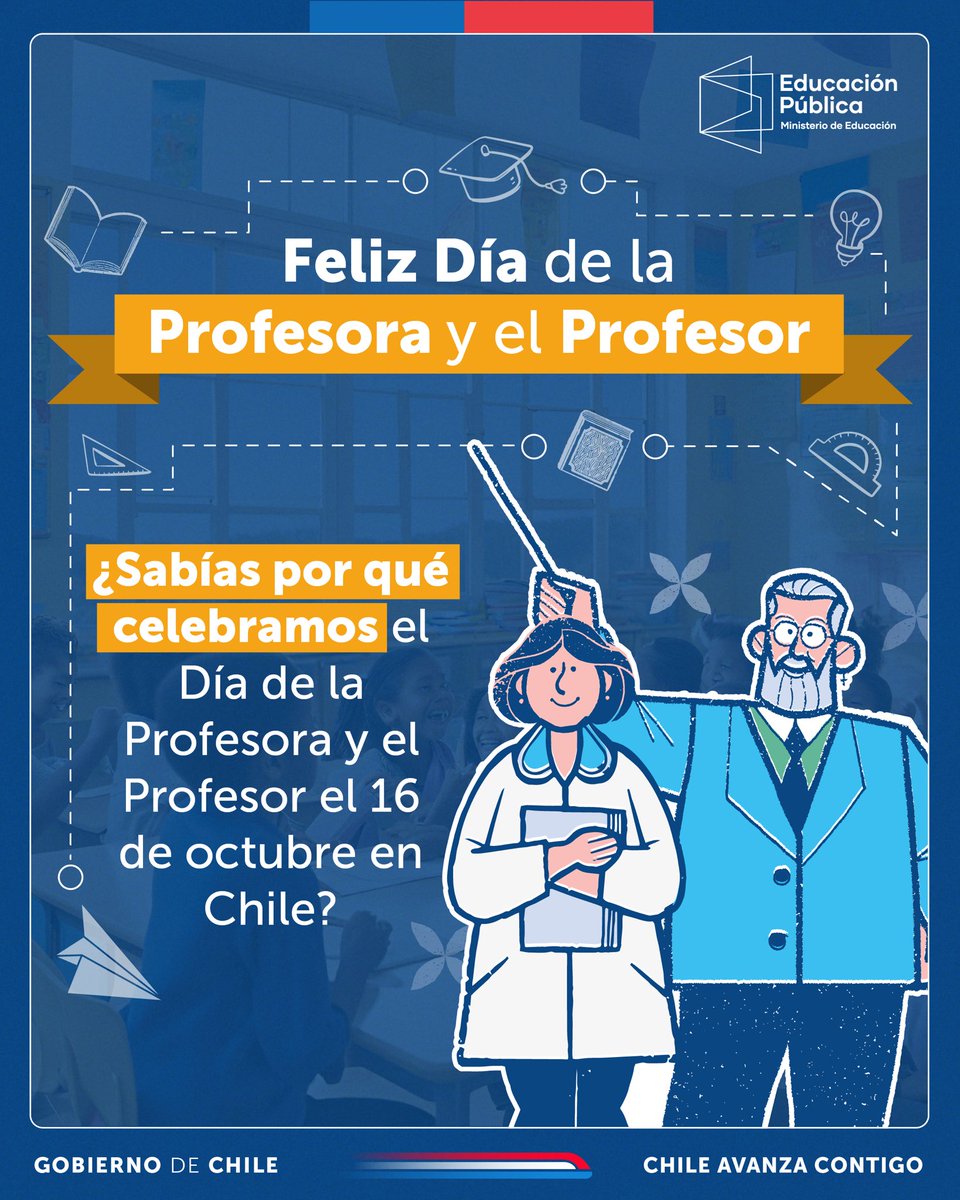 🧵1/2 ✨🗓️ 16 de octubre | Día de la profesora y el profesor: ¿Sabías por qué se conmemora en esta fecha?

Aquí te contamos👇