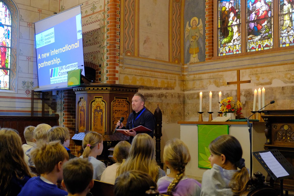 Sharing a worship together in the church next to our partner school was a special time. Mr Harts presented information about our school. We are enjoying creating our new partnership thanks to our funding from <a href="/ukgconnection/">UK-German Connection</a>