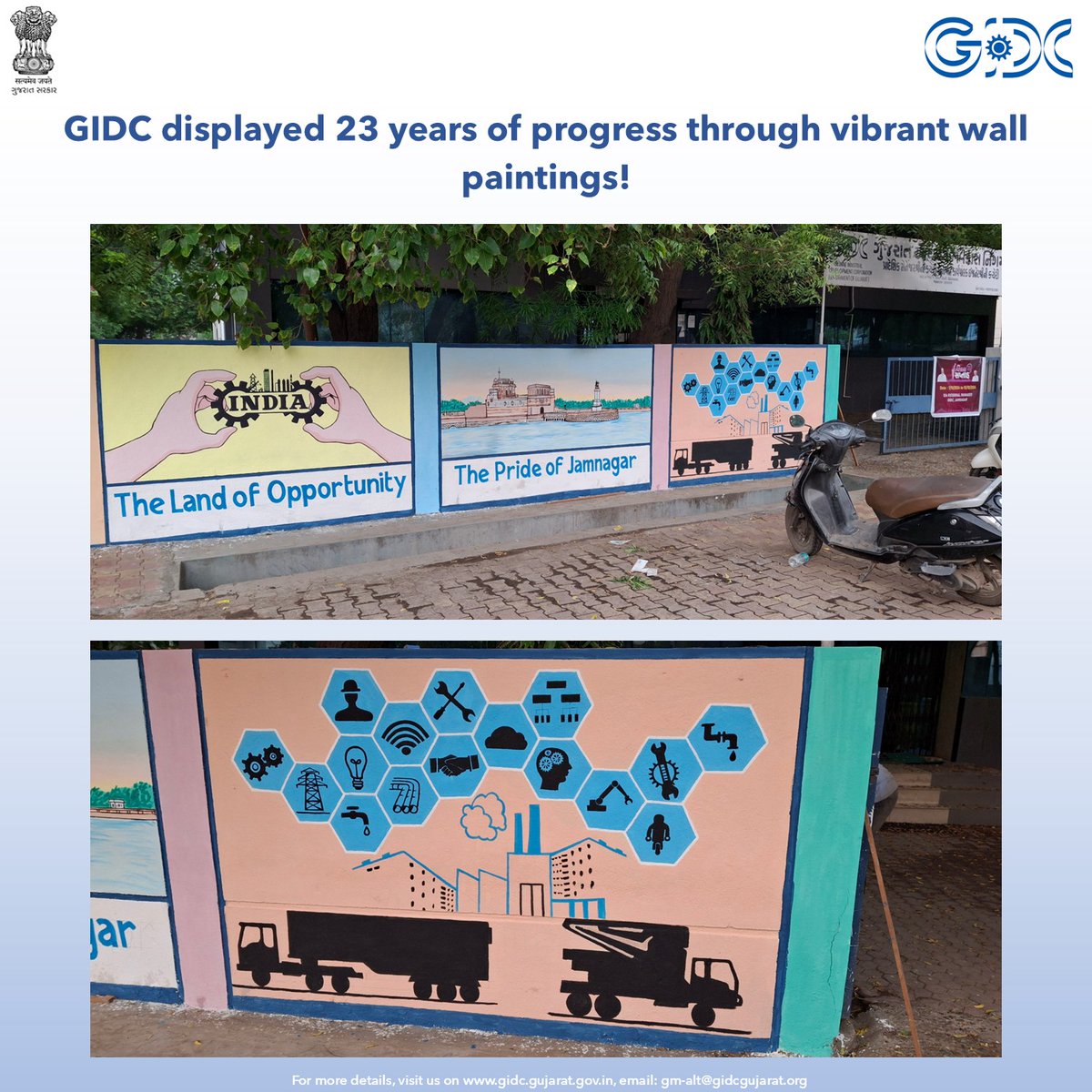 Gujarat Industrial Development Corporation pledges to dedicate itself to India's development! 
With the spirit of unity and integrity, GIDC embraces our Hon'ble Prime Ministers' mantra of "Nation first" towards a booming economy. 
#23YearsOfSeva #VikasSaptah