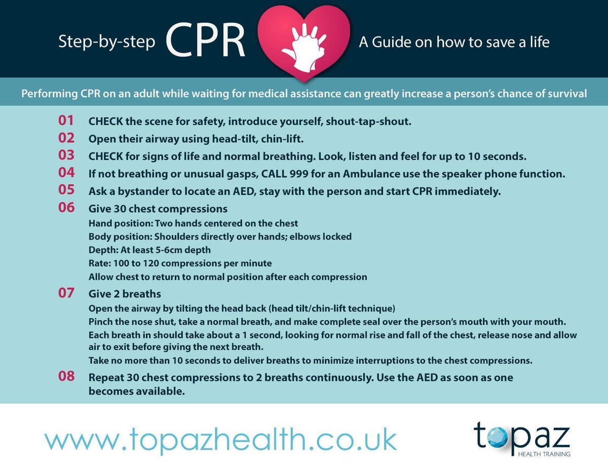 Would you know what to do to help someone who has stopped breathing?

Here's our Step-by-step CPR guide to saving a life 💓 

Find your local defibrillators: defibfinder.uk 

#CPR #CPRTraining #LifeSaving #AED #Defibrillator #Defib #FirstAidTraining #SaveALife