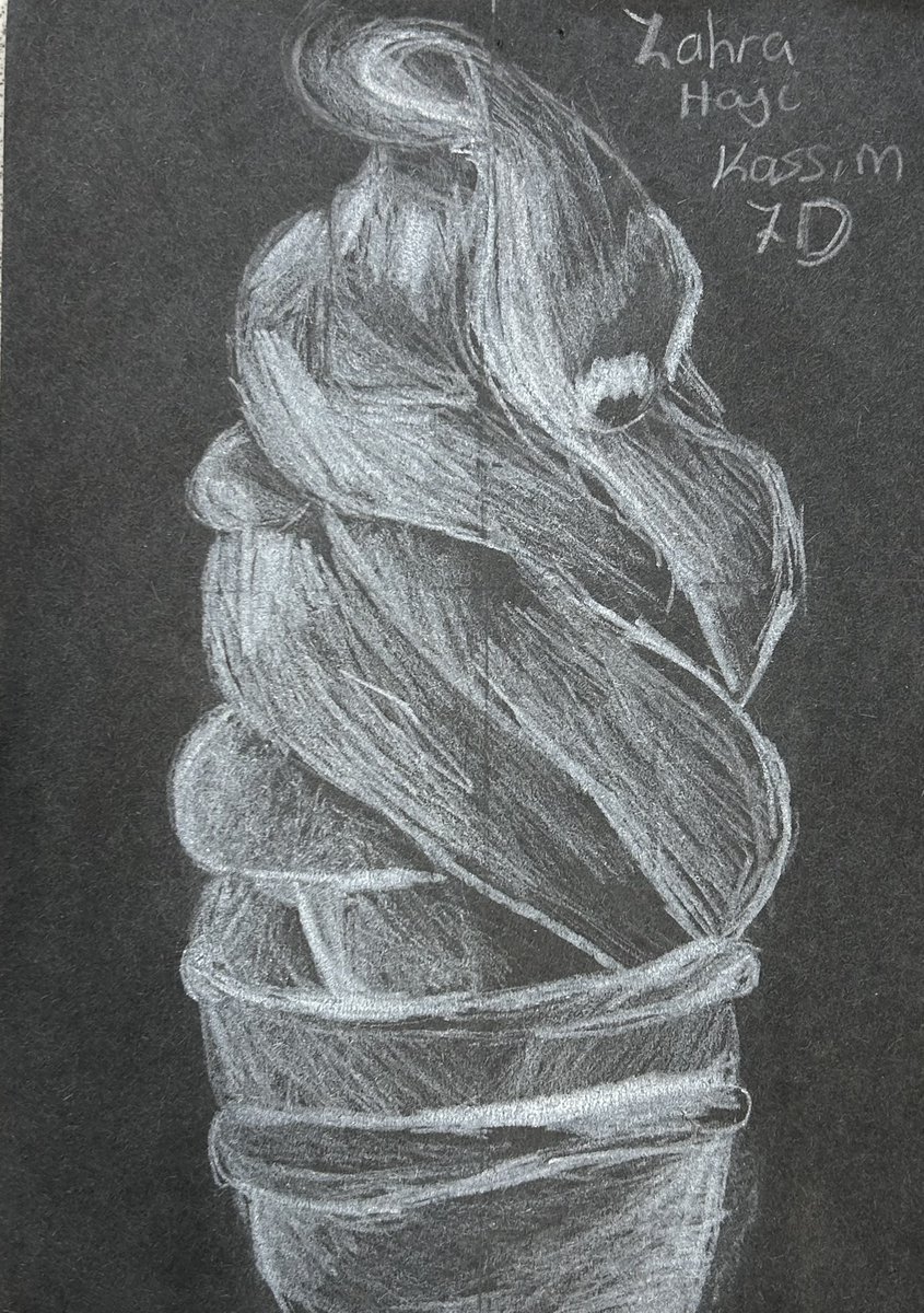 Year 7 have creating tonal drawings of ice creams inspired by Wayne Thiebaud.