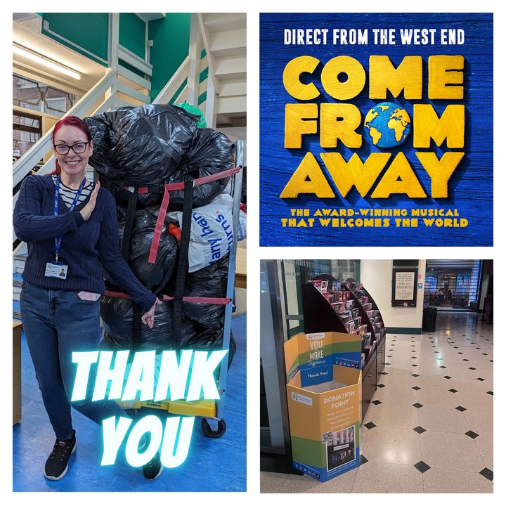 RoyalNottingham's tweet photo. Grateful for your generosity! You've made a HUGE difference at @emmanuel_house_ by contributing more than £1,276 &amp; a heap of brand new undergarments and socks during our 'Pay It Forward' event during  @ComeFromAwayUK 👏 👏 👏

Shout out to @LydiaGreatrix &amp; @911Payitforward https://t.co/N9437Uj9K2
