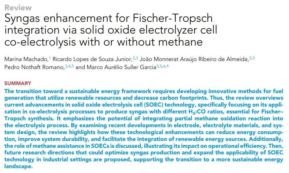 LipcatUFRJ's tweet photo. Discover our review published in @iScience_CP, which explores boosting syngas production via SOECs for Fischer-Tropsch, with or without methane. Key to cleaner energy &amp; reducing carbon footprints! @ProfMonnerat  @marco_suller 
https://t.co/RGbJMzDi0f https://t.co/n8bIQFP2My
