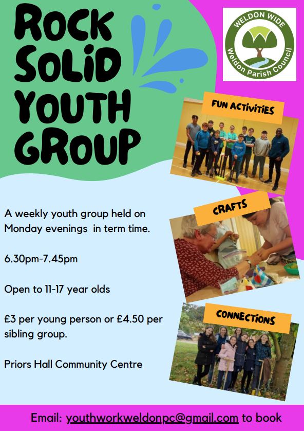 Please see below some exciting opportunities available at our neighbouring Priors Hall community centre.

<a href="/PriorsHallPark/">Priors Hall Park</a> <a href="/ParishWeldon/">Weldon Parish Council</a>