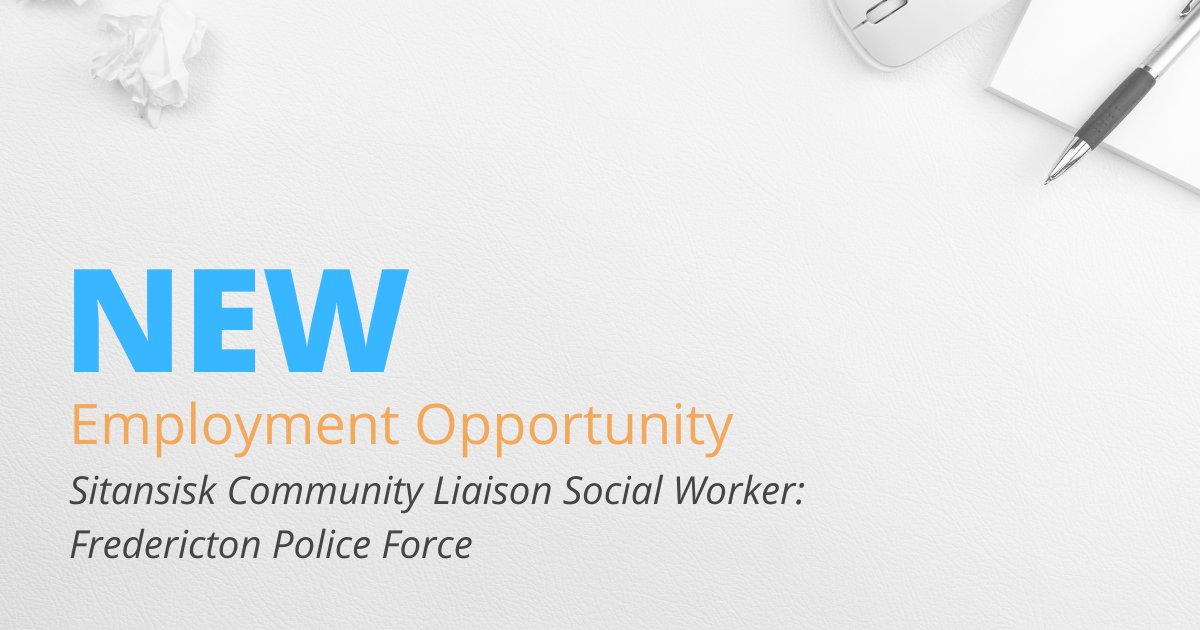 Calling social workers searching for a new employment opportunity 📢
The Fredericton Police Force is looking for a Sitansisk Community Liaison.
Interested? Visit bit.ly/3U2E2hG for more details.