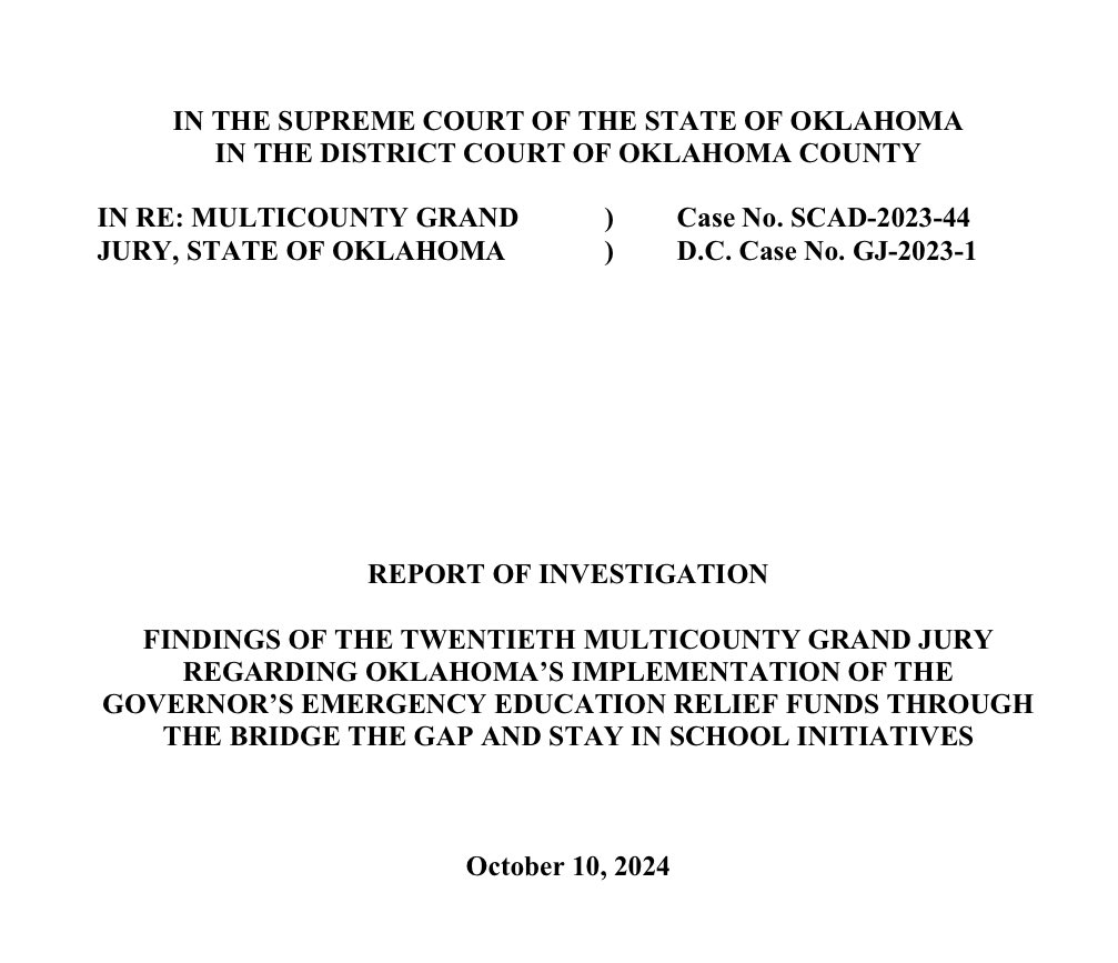 1) Stitt/Walters corruption Grand Jury found their money handling to be “irresponsible, disappointing, and indefensible” that “citizens deserve more from their government” that “the waste &amp; misspending of millions …was easily preventable” and it hurt Oklahoma’s most vulnerable.