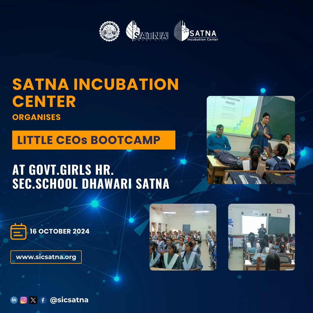 sicsatna's tweet photo. Satna Incubation Center held the Little CEOs Bootcamp at Govt. Girls HR. Sec. School, Dhawari, Satna, fostering leadership, creativity, and entrepreneurial skills in young minds.
Visit: https://t.co/t08qDaQJrp
#LittleCEOs #FutureLeaders #SICSatna #Innovation #Entrepreneurship https://t.co/jpy3ifGuol