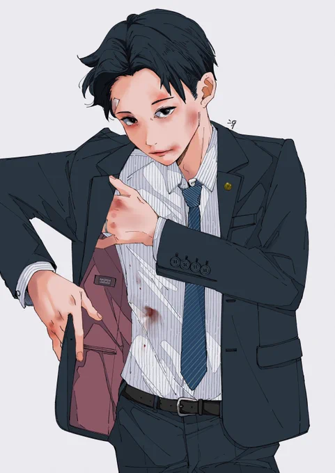 色白×黒髪#イラスト #創作男子 