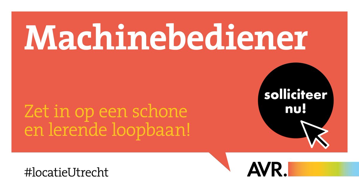 Bij AVR zetten we afval om in waardevolle energie en grondstoffen. Met een sterke focus op duurzaamheid willen we een wereld creëren waarin niets onbenut blijft. 
Ben jij onze nieuwe collega en wil je bijdragen aan een duurzame toekomst? werkenbijavr.nl/vacature/bedie…