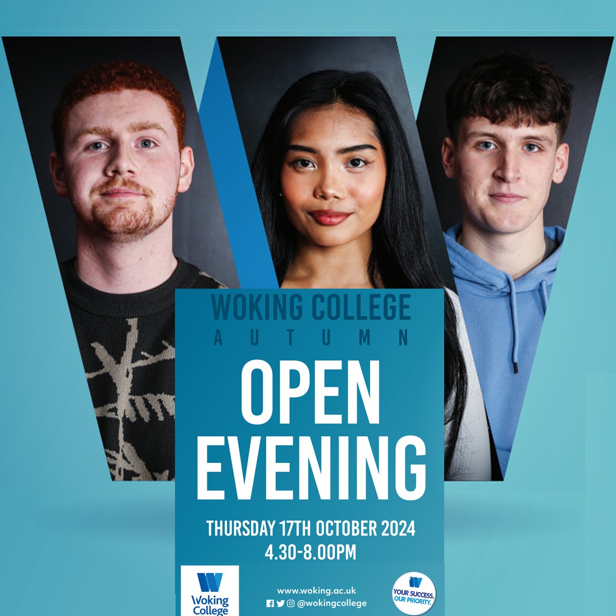 WokingCollege's tweet photo. @wokingcollege We look forward to welcoming you to our Autumn Open Evening where you can meet staff and students, tour the College and learn more about the subjects you may wish to study with us. No booking is required. Click this link for more info. https://t.co/txLoDqPLjC https://t.co/h4x3Peok9N