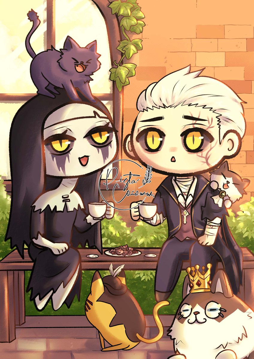 Artwork i did for <a href="/idvcatzine/">IDV CAT ZINE @ FINISHED!</a> on Twitter 🐈
It's a honor for me can join on this zine as one of Contributors to draw Discipleand Hermit with Cat's on Oletus Manor🐈‍⬛

Let's check out for the other contributors artworks💕

#identityv #第五人格 #第五人格イラスト