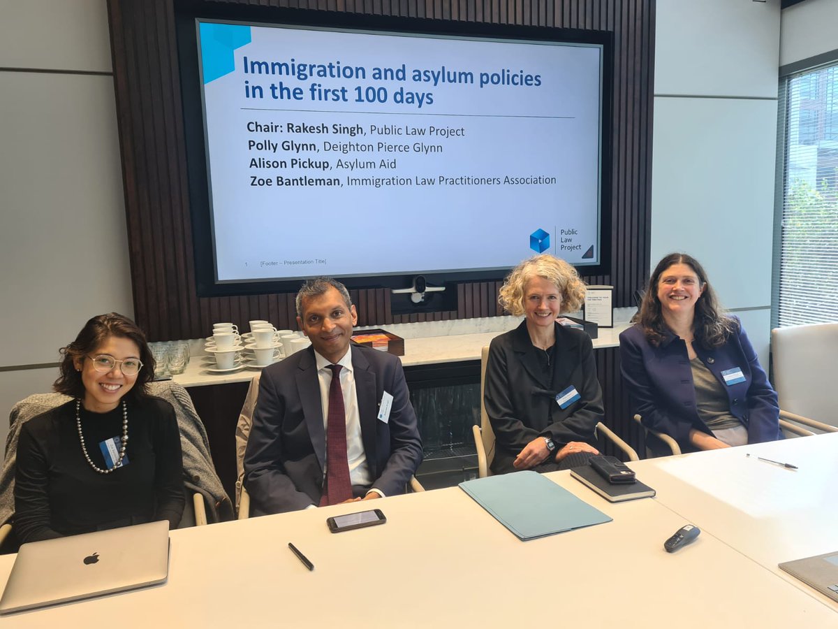 Public Law Project (@publiclawprojct) on Twitter photo Immigration and asylum policies in the Labour Government's first 100 days: can we protect fundamental rights & access to justice for asylum seekers & refugees?
PLP's Rakesh Singh talks to Polly Glynn <a href="/dpg_law/">Deighton Pierce Glynn</a>, Alison Pickup <a href="/AsylumAid/">Asylum Aid</a> & <a href="/ZoeBantleman/">Zoe Bantleman</a> from
<a href="/ILPAimmigration/">ILPA</a> Immigration and asylum policies in the Labour Government's first 100 days: can we protect fundamental rights & access to justice for asylum seekers & refugees?
PLP's Rakesh Singh talks to Polly Glynn <a href="/dpg_law/">Deighton Pierce Glynn</a>, Alison Pickup <a href="/AsylumAid/">Asylum Aid</a> & <a href="/ZoeBantleman/">Zoe Bantleman</a> from
<a href="/ILPAimmigration/">ILPA</a>
