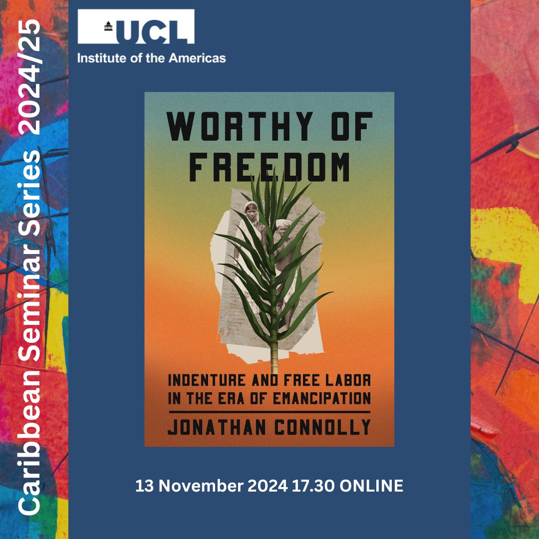 ONLINE EVENT: In this talk, Jonathan Connolly will discuss his book WORTHY OF FREEDOM, a history of Indian indentured labour in British Guiana, Trinidad, and Mauritius after the abolition of slavery in the British Empire. 

Book now ➡️ ucl.ac.uk/americas/event…