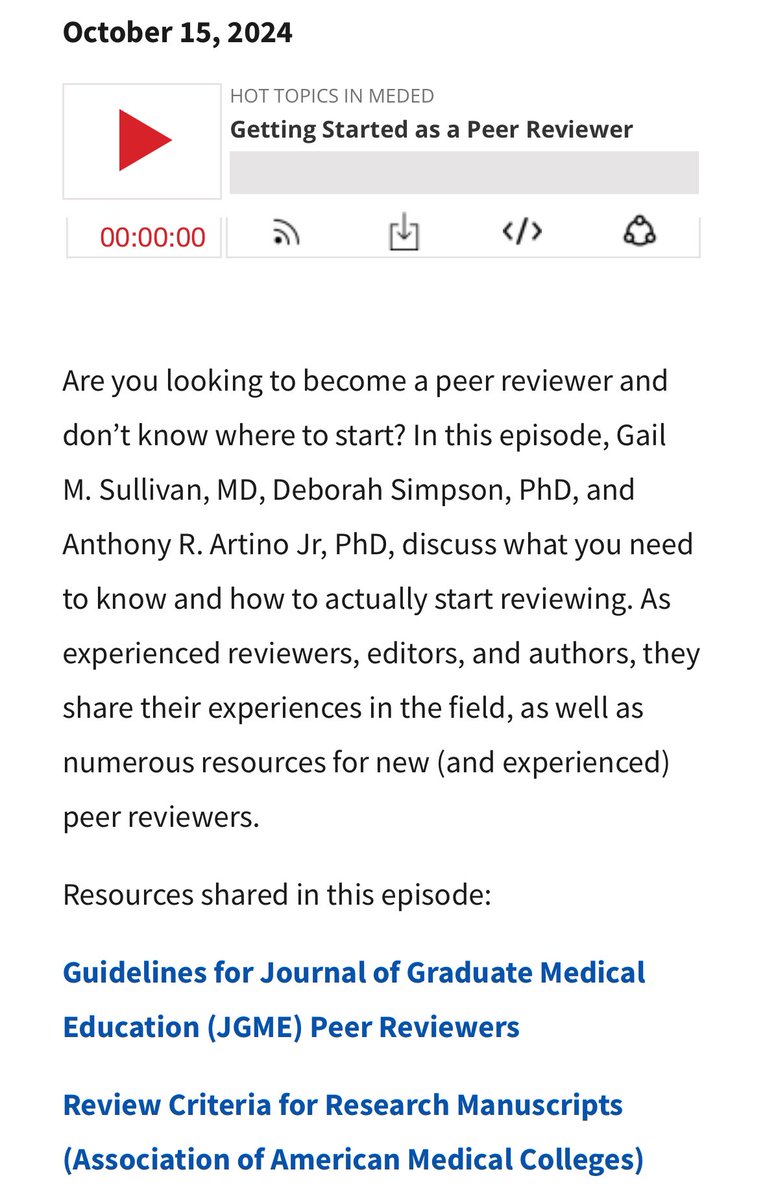 Anthony R Artino Jr (@mededdoc) on Twitter photo So, you’ve been asked to peer review for a #MedEd journal, but you’re not entirely sure what you’re doing. Here’s some advice from the editors of <a href="/JournalofGME/">JGME</a>:
meridian.allenpress.com/jgme/pages/Pod…
<a href="/debsimpson3/">Deb Simpson</a> <a href="/lainieyarris/">Lainie Yarris MD MCR</a> <a href="/GWSMHS/">GW SMHS</a> So, you’ve been asked to peer review for a #MedEd journal, but you’re not entirely sure what you’re doing. Here’s some advice from the editors of <a href="/JournalofGME/">JGME</a>:
meridian.allenpress.com/jgme/pages/Pod…
<a href="/debsimpson3/">Deb Simpson</a> <a href="/lainieyarris/">Lainie Yarris MD MCR</a> <a href="/GWSMHS/">GW SMHS</a>