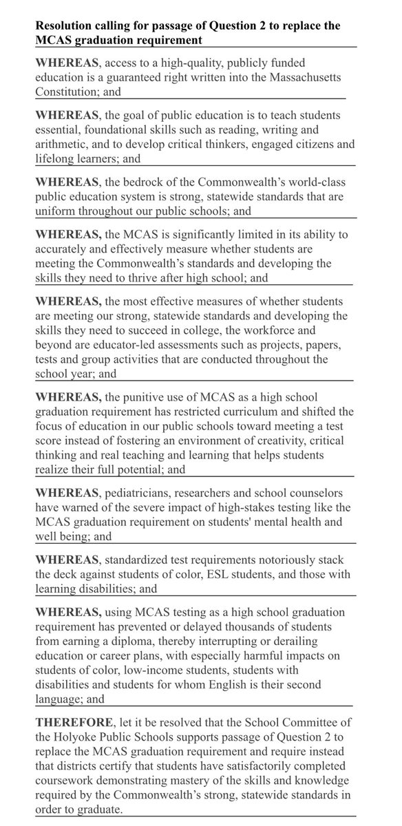 Devin Sheehan (@devinmsheehan) on Twitter photo Last night the Holyoke School Committee passed the following resolution encouraging voters to Vote Yes on Question 2 this November.
#vote #Yeson2 <a href="/question2_ma/">Yes on Question 2</a> Last night the Holyoke School Committee passed the following resolution encouraging voters to Vote Yes on Question 2 this November.
#vote #Yeson2 <a href="/question2_ma/">Yes on Question 2</a>