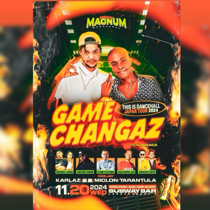 yalowTERU's tweet photo. Magunamu Wednesday Special
Game Changaz ”THIS IS DANCEHALL" Japan Tour
At : SUBWAY BAR
11.20(Wed)  21:00〜 4:00

Guest Sound
GAME CHANGAZ (from Jamaica)
 
Sound
ADEVINE SOUND
ARSENAL JAPANE
STAMP (FUJIYAMA)
KENJI (RESPEC JAM)
JURASSIC EARTH
 
Deejay
KARLAZ
 皇贏
MICLON
TARANTULA https://t.co/DUfNous7XN