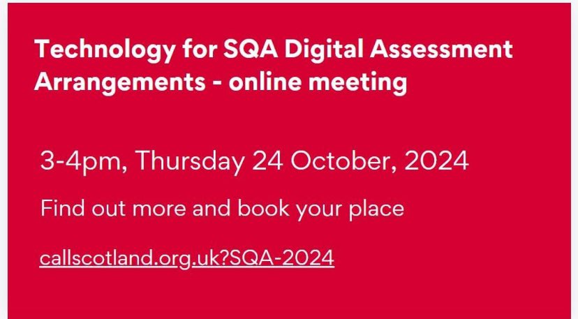 CALLScotland's tweet photo. Join @PaulDNisbet and colleagues from SQA next Thursday 24th between 3-4pm for an open discussion on digital assessment arrangements. This session will be recorded. https://t.co/ieR8E7rPFs