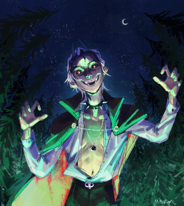 my lesbian lizard-ish OC in a vamp costume for an upcoming Halloween 